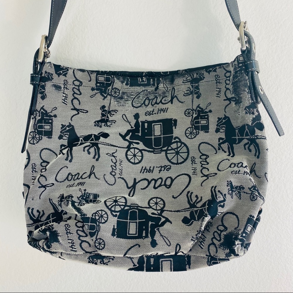 Coach Canvas Logo Black/Gray Shoulder Crossbody